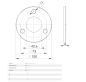 Preview: Edelstahl Bodenplatte 100 mm Bodenflansch Pfosten Ø 42,4 mm Platte Ronde V2A